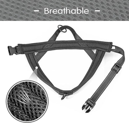 Didog No Pull Dog Harness with Soft Mesh Padded,Reflective &amp; Quick Fit Light Weight Dog Strap Vest Harness,Easy for Walking Training (L:Chest 26-32", Mesh-Black)