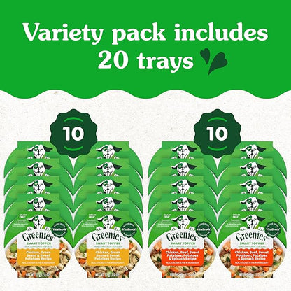 Greenies Smart Topper High Protein Wet Mix-in for Dogs, Chicken, Green Beans, and Sweet Potatoes Recipe &amp; Chicken, Beef, Sweet Potato &amp; Spinach Recipe Variety Pack, 20 Trays of 2oz.