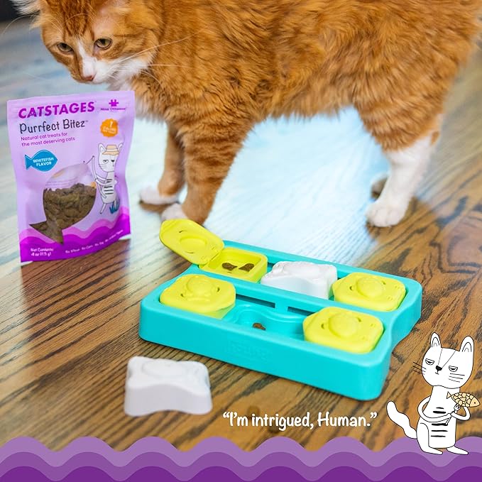 Catstages by Nina Ottosson Purrfect Bitez Natural Crunchy Cat Treats for Puzzles, Toys, Feeders, &amp; Training, USA-Made, Real Whitefish Flavor, 4oz (Pack of 2)