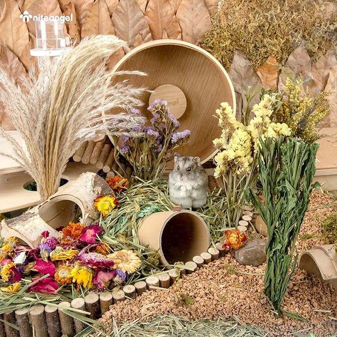 Niteangel Natural &amp; Soft Hamster Bedding Mate Small Animal Habitat Decor for Syrian Dwarf Hamsters Gerbils Mice Degus Bunny or Other Small-Sized Pet (Flower Version)