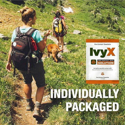 CoreTex Ivy X Pre-Contact Poison Ivy Wipes with Resealable Travel Bag - Pack of 15 Single-Use Barrier Wipes - Also Works on Poison Oak &amp; Sumac Oils - Quick Dry &amp; Chalk-Free Formula