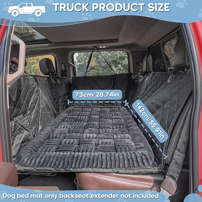 Dog Car Bed Mat, Non-Slip Backseat Extender Pet Blanket, Plaid Dog Bed for Trucks, Sedans &amp; Large SUVs, Chew-Resistant Travel Pad for Dogs, Easy Clean &amp; Scratch-Proof &amp; Comfort（56"x28.7" Gray