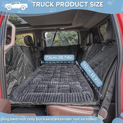 Dog Car Bed Mat, Non-Slip Backseat Extender Pet Blanket, Plaid Dog Bed for Trucks, Sedans &amp; Large SUVs, Chew-Resistant Travel Pad for Dogs, Easy Clean &amp; Scratch-Proof &amp; Comfort（56"x28.7" Gray