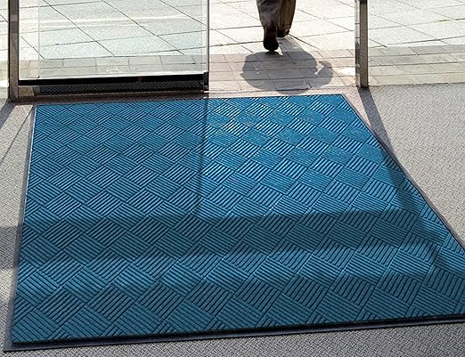 M+A Matting WaterHog Diamond | Commercial-Grade Entrance Mat with Rubber Border – Indoor/Outdoor, Quick Drying, Stain Resistant Door Mat (Medium Blue, 2&