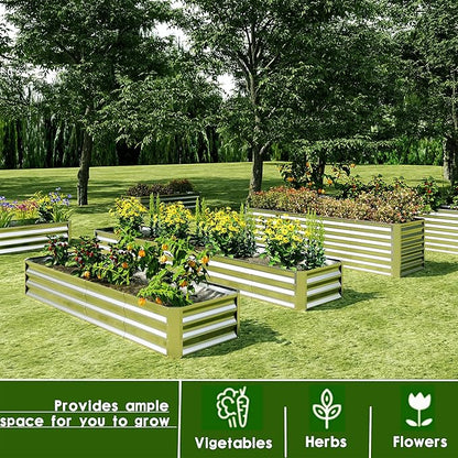 EKX 8x2x2FT Galvanized Raised Garden Bed, Raised Garden Bed Kit-Metal Planter Box Outdoor,Planting for Vegetables, Fruits,Herbs, Flowers-Slive