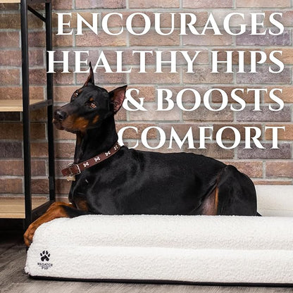 Luxury Boucle Fabric Orthopedic Dog Bed with Memory Foam | Breathable Comfort and Washable Dog Couch Bed with Waterproof Liner &amp; Cover | Ideal Pet Beds for Small Dogs - Bone (29"x23"x6")