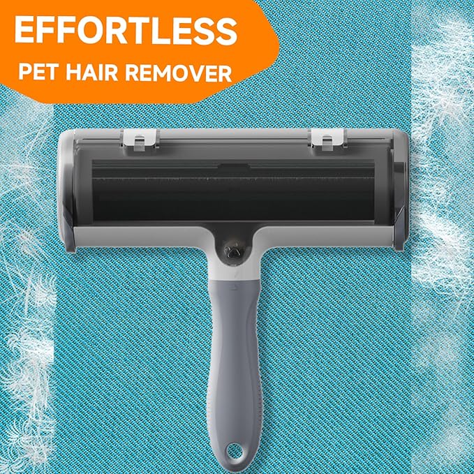 Pet Hair Remover &amp; Pet Grooming Gloves Set - Deshedding Brush for Cats/Dogs, Reusable Lint Roller Brush for Cats,Dogs - Furniture, Car, Couch, Clothes and Bedding
