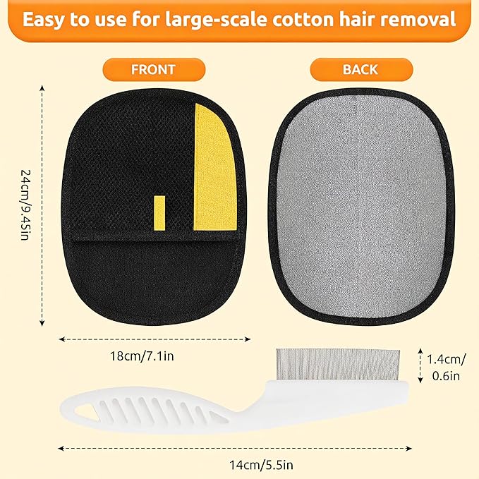 Pet Hair Removal Glove 2 Pcs, Cat &amp; Dog Reusable Electrostatic Gloves Pet Hair 2025 New Upgrade,Grooming Pet Hair Remover Tool, Reusable Quick De-Shedding Gloves for Couch、 Clothing、Carpet,、Car Seats