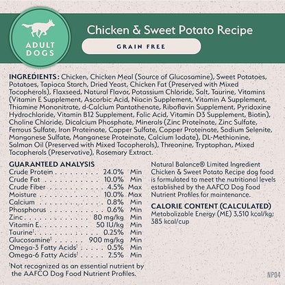 Natural Balance Limited Ingredient Adult Grain Free-Dry Dog Food, Chicken &amp; Sweet Potato Recipe, 12 Pound (Pack of 1)