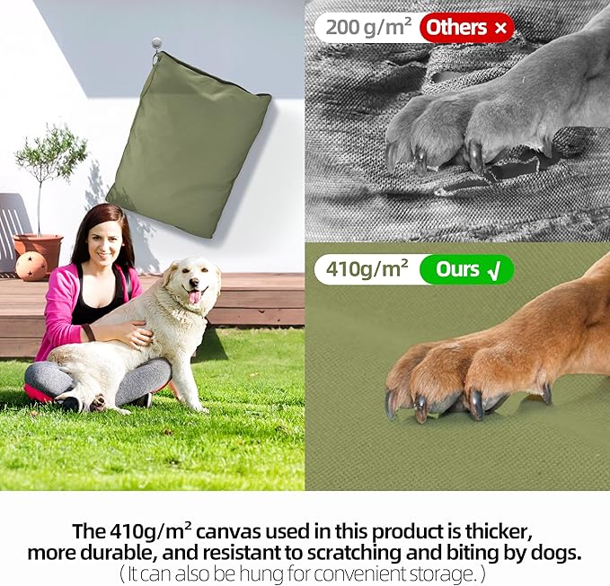 Sytopia 36-Inch Canvas Outdoor Dog Bed, Waterproof &amp; Washable with Removable Cover, Ideal for Medium &amp; Large Dogs, Chew-Proof Great for Indoor, Outdoor, Crate, or Patio Use (Green)