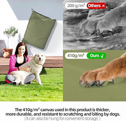 Sytopia 36-Inch Canvas Outdoor Dog Bed, Waterproof &amp; Washable with Removable Cover, Ideal for Medium &amp; Large Dogs, Chew-Proof Great for Indoor, Outdoor, Crate, or Patio Use (Green)