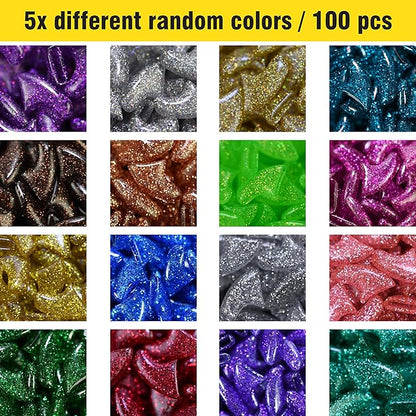 zetpo Cat Nail Caps | Cat Claw Covers | with Adhesives and Applicators (M, 5X Glitter Random Colors | 100 pcs)