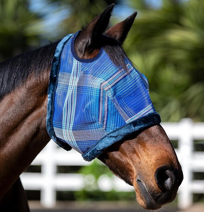 Kensington UV Fly Mask with Fleece Trim - Protective Mask with Dual Ear Opening &amp; Forelock Freedom Size: Small Color: 181-Kentucky Blue