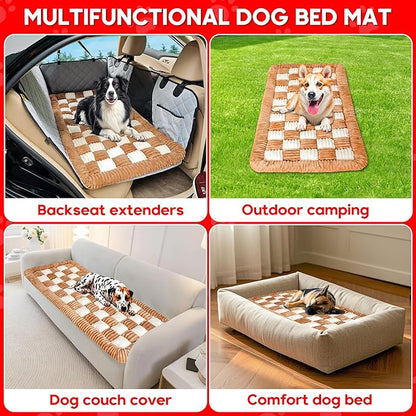 Dog Car Bed Mat, Non-Slip Backseat Extender Pet Blanket, Plaid Dog Bed for SUVs, Sedans &amp; Trucks, Chew-Resistant Travel Pad for Dogs, Easy Clean &amp; Scratch-Proof &amp; Comfort (50"x24.6")