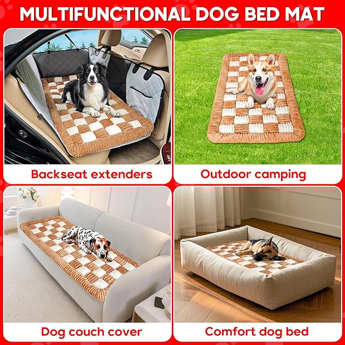 Dog Car Bed Mat, Non-Slip Backseat Extender Pet Blanket, Plaid Dog Bed for Trucks, Sedans &amp; Large SUVs, Chew-Resistant Travel Pad for Dogs, Easy Clean &amp; Scratch-Proof &amp; Comfort (56"x28.7")