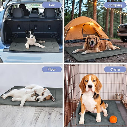 Kritter Planet Waterproof Foldable Dog Bed Pad for Camping &amp; Travel, Portable Roll-Up Dog Bed Car Seat Pet Cushion Mat with Handles for Small &amp; Medium Dogs, Indoor &amp; Outdoor Use