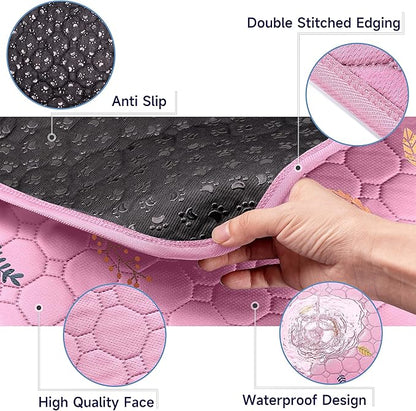 Sunheir Washable Pee Pads for Dogs Extra Large 48" x 60" 2-Pack, Reusable Puppy Pads Pet Training Pads for Dog Playpen Indoor, Waterproof Dog Pee Pads for Puppy Playpen, Whelping Pad - Pink