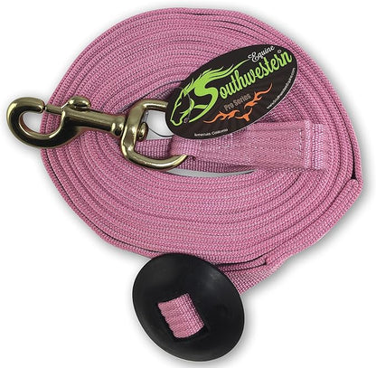 Southwestern Equine Lunge Line for Horses Cotton Horse Lunge Line with Bolt Snap &amp; Rubber Stop (Pink, 24&