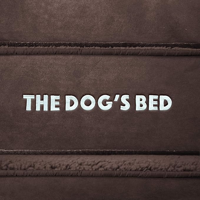 The Dog’s Bed Orthopedic Dog Bed Medium Brown Plush 25.5x20, Premium Memory Foam, Pain Relief: Arthritis, Hip &amp; Elbow Dysplasia, Post Surgery, Lameness, Veterinary Approved, Waterproof Washable Cover
