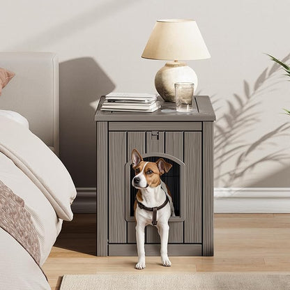 Outdoor &amp; Indoor Dog House for Weatherproof and Stylish Furniture, Insulated Dog House Outdoor, Multi - Use for Small and Medium Dogs (Grey, 22.8" L × 17.7" W × 21.7" H)