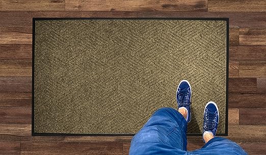 WaterHog Diamond | Commercial-Grade Entrance Mat with Rubber Border – Indoor/Outdoor, Quick Drying, Stain Resistant Door Mat (Camel, 3&