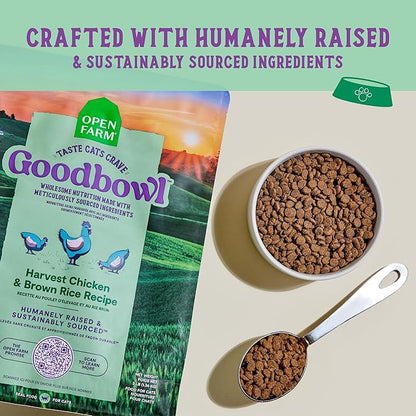 Open Farm Goodbowl, Protein Rich Dry Cat Food Made from Meticulously Sourced Simple Ingredients, Harvest Chicken &amp; Brown Rice Recipe, 7lb Bag (112oz Bag)