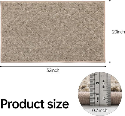 COSY HOMEER Edging Stair Treads Non-Slip Corner Indoor Stair Runners for Wooden Steps,Landing Slip Resistant Stair Rugs for Kids and Dogs, 100% Polyester TPE Backing,Beige,20"X32"