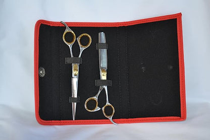 Sharf Gold Touch Pet Grooming Shear Kit 7.5 Inch Straight &amp; 6.5" 42-Tooth Thinning Scissors