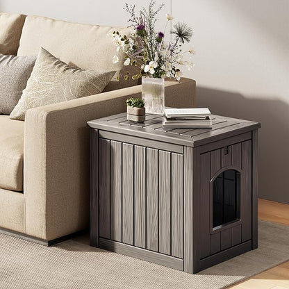 Outdoor &amp; Indoor Dog House for Weatherproof and Stylish Furniture, Insulated Dog House Outdoor, Multi - Use for Small and Medium Dogs (Grey, 22.8" L × 17.7" W × 21.7" H)
