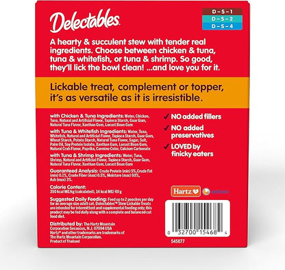 Hartz Delectables Stew Lickable Wet Cat Treats for Adult &amp; Senior Cats, Variety Pack, 1.4 Ounce (Pack of 12)