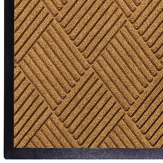 WaterHog Diamond | Commercial-Grade Entrance Mat with Rubber Border – Indoor/Outdoor, Quick Drying, Stain Resistant Door Mat (Medium Brown, 6&