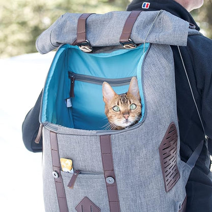 Kurgo Dog Carrier Backpack for Small Pets - Dogs &amp; Cats | TSA Airline Approved | Cat | Hiking or Travel | Waterproof Bottom | G-Train | Ruck Sack | Heather Grey