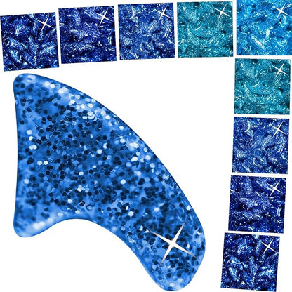 zetpo 100 pcs Cat Nail Caps | Cat Claw Covers | with Adhesives and Applicators (L, 5X Blue Glitter Shades)