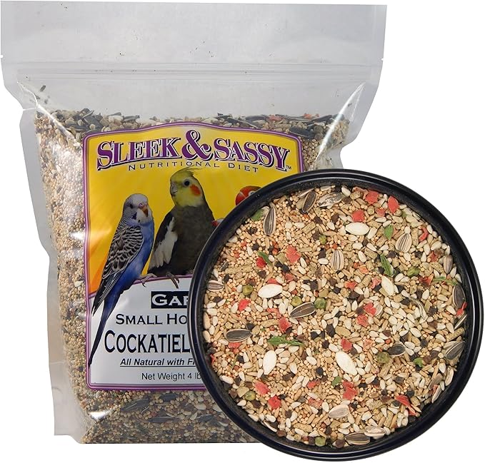 SLEEK &amp; SASSY Garden Small Hookbill Bird Food for Cockatiels, Lovebirds, Quaker Parrots &amp; Small Conures (4 lbs.)