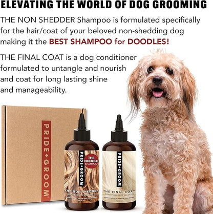 Pride and Groom The Non Shedder Box Set – Dog Shampoo &amp; Conditioner with All Natural Blend of Essential Oils &amp; Ingredients to Heal and Nourish for Long Lasting Shine &amp; Manageability – 32oz