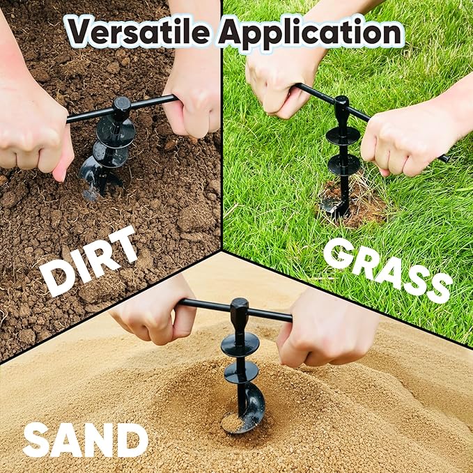 Dog Tie Out Stake for Large Dogs – Heavy Duty In-Ground Dog Anchor up to 210 lbs – Secure Tether Stake for Yard, Camping &amp; Beach – Easy Install with Tool, Works with Tie Out Cable &amp; Leash, Black