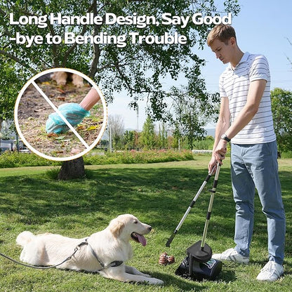 UPSKY Dog Pooper Scooper Swivel Bin &amp; Rake Kit with 100 Waste Bags,33.4" Stainless Steel Long Handle Heavy Duty Pet Poop Shovel for Large Medium Small Dogs, Odor-Proof Lid for Yard/Lawn/Outdoor Use