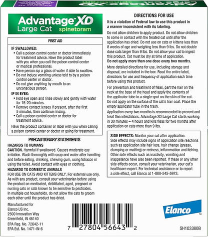 Advantage XD Large Cat Flea Prevention &amp; Treatment For Cats over 9lbs. | 2-Topical Doses, 2-Months of Protection Per Dose