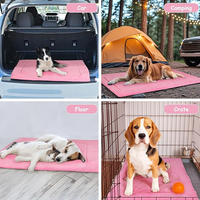 Kritter Planet Waterproof Foldable Dog Bed Pad for Camping &amp; Travel, Portable Roll-Up Dog Bed Car Seat Pet Cushion Mat with Handles for Medium &amp; Large Dogs, Indoor &amp; Outdoor Use