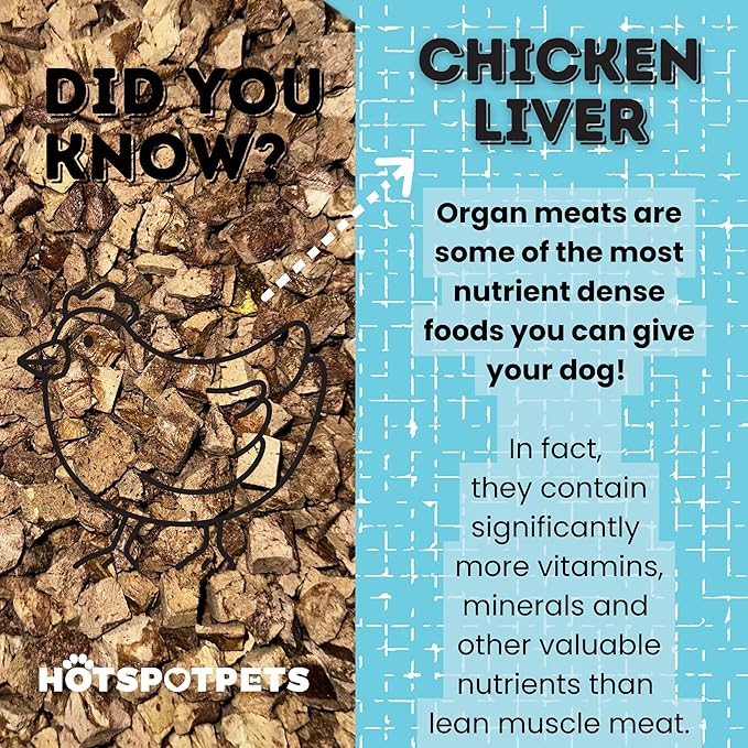 hotspot pets Freeze Dried Chicken Liver Treats for Cats &amp; Dogs -1LB Big Bag-Made in USA- Single Ingredient All Natural, Grain-Free - Perfect for Training, Food Topper or Snack