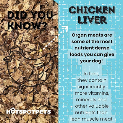hotspot pets Freeze Dried Chicken Liver Treats for Cats &amp; Dogs -1LB Big Bag-Made in USA- Single Ingredient All Natural, Grain-Free - Perfect for Training, Food Topper or Snack