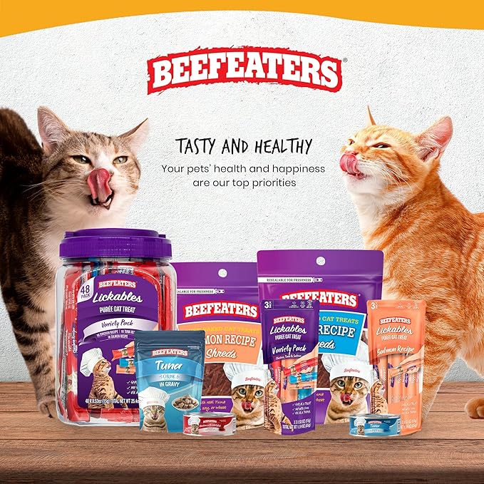 Beefeaters Cat Treats Lickable Puree 1.59oz (12-Pack) – Chicken, Grain-Free, Taurine-Enriched, Ideal for Training &amp; Interactive Feeding
