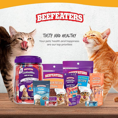 Beefeaters Cat Treats Lickable Puree 1.59oz (12-Pack) – Chicken, Grain-Free, Taurine-Enriched, Ideal for Training &amp; Interactive Feeding
