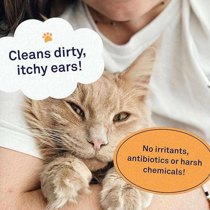 Petpost | Cat Ear Cleaner Wipes - Ultra Soft Cotton Pads in Coconut Oil Solution - Treatment for Removing Cat Ear Dirt &amp; Wax 100 ct.