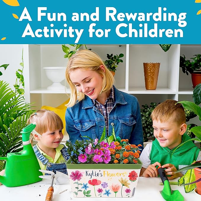Home Grown Paint &amp; Grow Flower Gardening Kit Set for Boys and Girls - Craft Activity Toy for Kids, Ages 5 6 7 8-12 Years Old - Unique Birthday Present - Plant Gift Toys