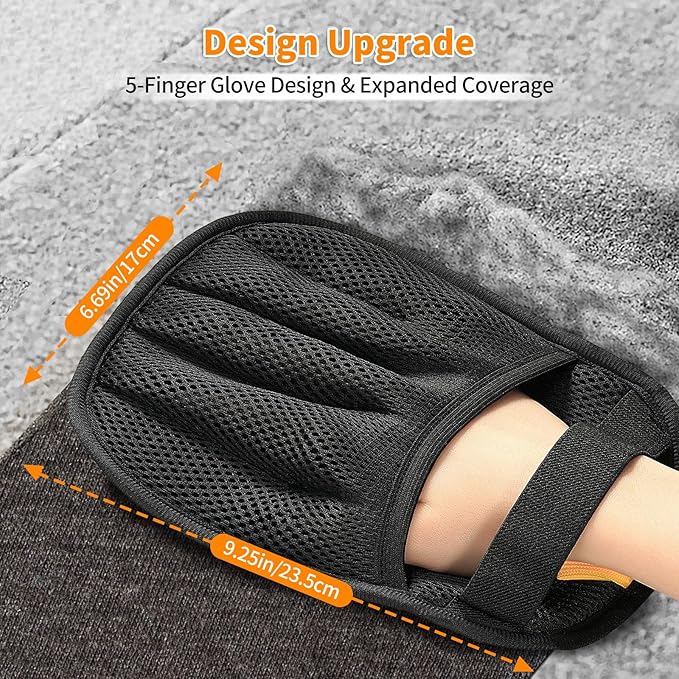2Pcs Pet Hair Removal Glove for Cats &amp; Dogs, 2025 Newly Upgraded Five-Finger Electrostatic Pet Hair Gloves, Reusable Pet Hair Remover Tool for Couch, Clothing, Car Seat,Carpet