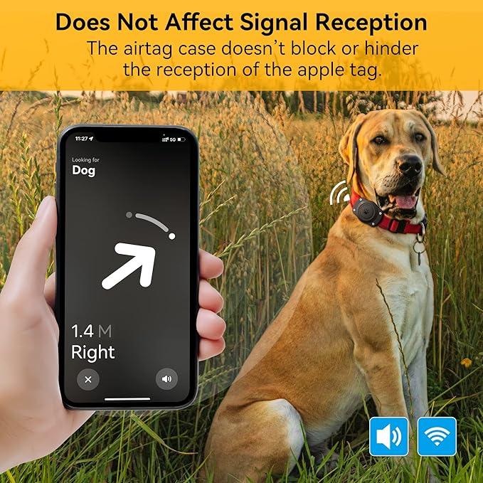 IPX8 Waterproof Airtag Dog Collar Holder [Metal Back Plate] Ultra-Durable Dog &amp; Cat Collars Mount for AirTag, Suitable for All Widths of Collars (2 Pack)