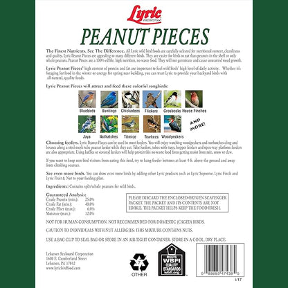 Lyric Peanut Pieces Wild Bird Seed - No Waste Bird Food - Attracts Titmice, Woodpeckers, Chickadees &amp; More - 15 lb bag