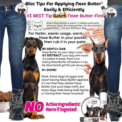 The Blissful Dog Doberman Nose Butter, Versatile Dog Nose Balm for Dry Nose, Handcrafted Nose Moisturizer, Easy-to-Apply Dog Essentials, Unscented, 2 oz.