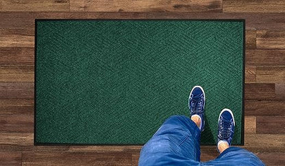 M+A Matting WaterHog Diamond | Commercial-Grade Entrance Mat with Rubber Border – Indoor/Outdoor, Quick Drying, Stain Resistant Door Mat (Evergreen, 4&